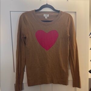 J. Crew Brown Sweater with Pink Heart